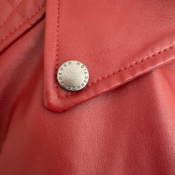 BOMBER JACKET!  Red faux leather Medium - Picture 6 of 7